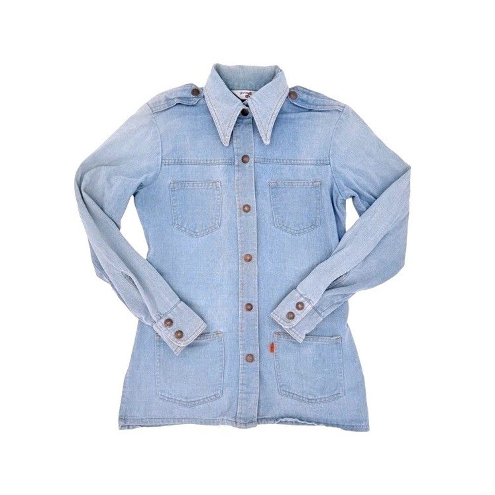 Levi's Orange Tab Denim Shirt Jacket Women M Light Wash Utility Chore Vintage